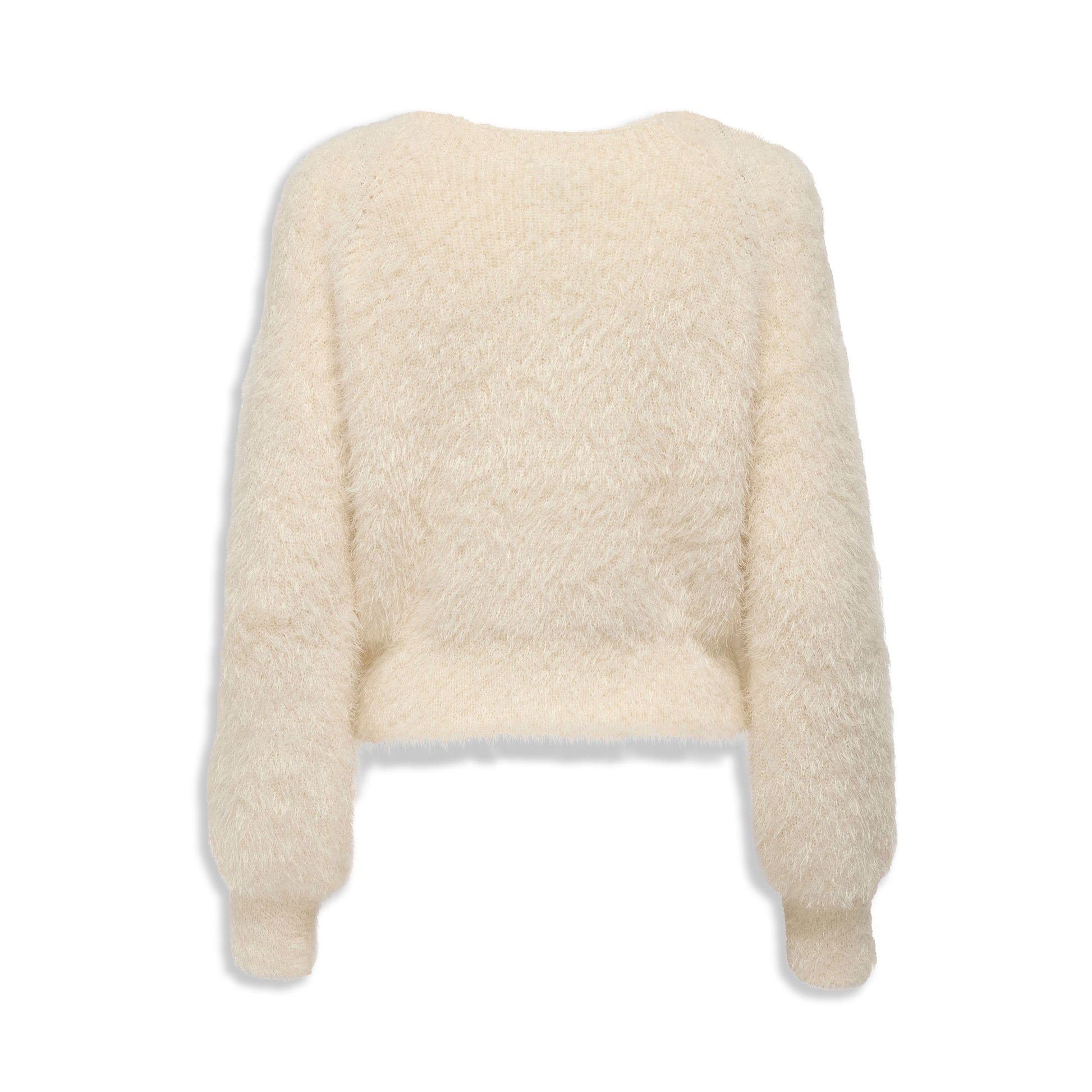 Only Lulu LS Rib Short O-Neck CC Knit Cloud Dancer  - 15350650CD