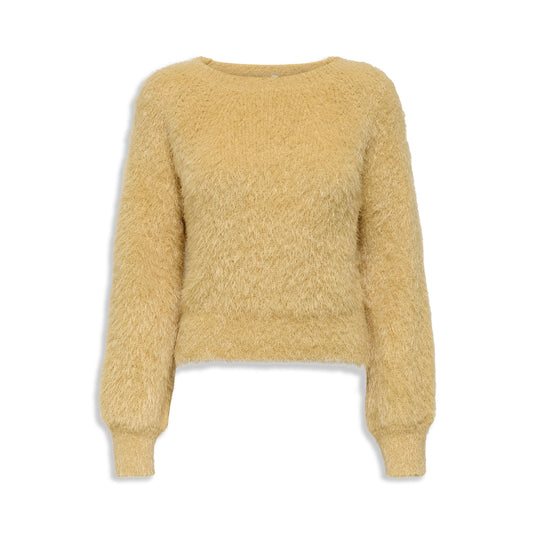 Only Lulu LS Rib Short O-Neck CC Knit Moonstone  - 15350650M
