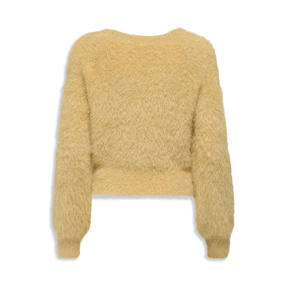 Only Lulu LS Rib Short O-Neck CC Knit Moonstone  - 15350650M