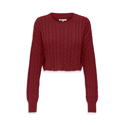 Only Birtie LS Short Cable O-Neck Knit Cabernet  - 15350742C
