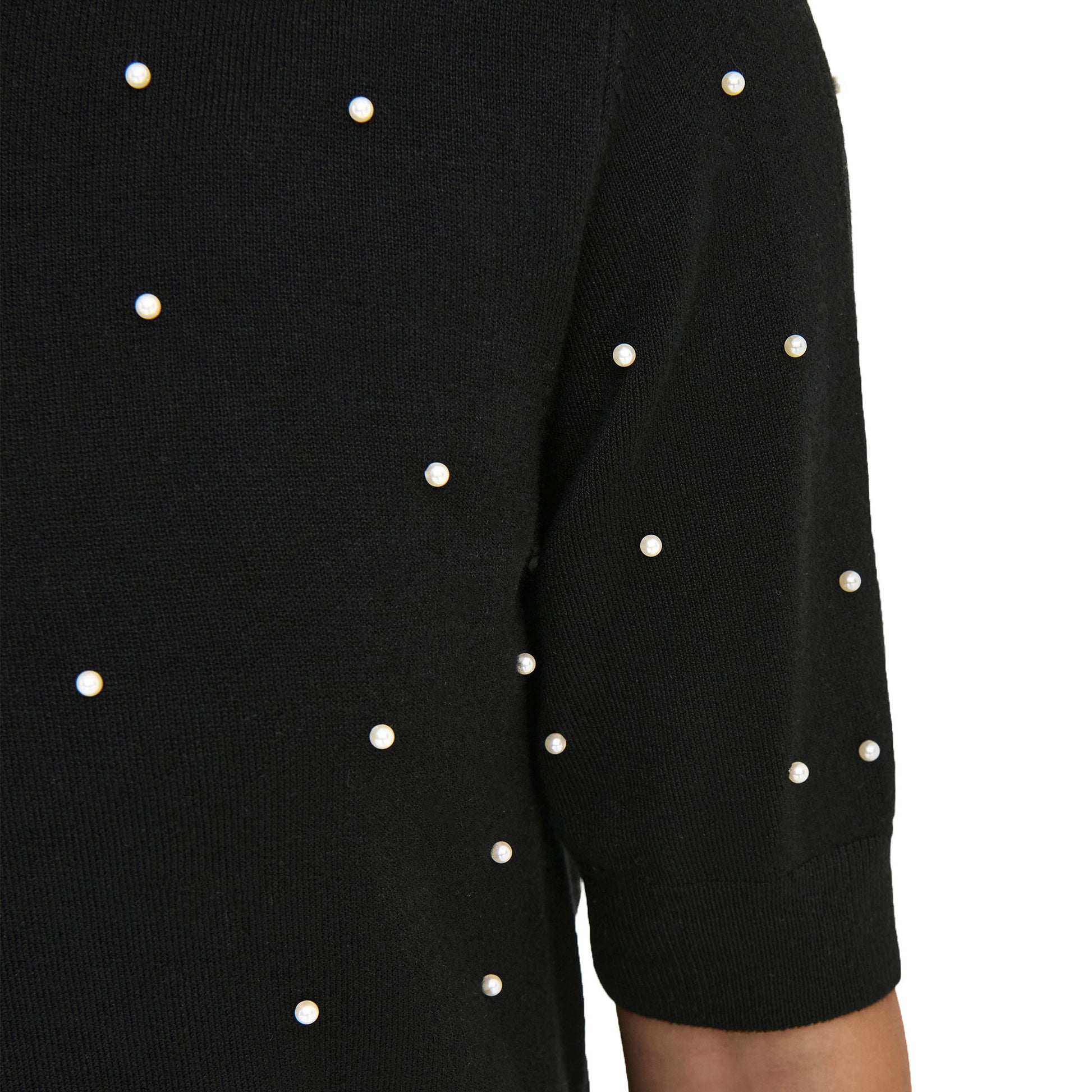 Only Venice Life SS Pearl O-Neck Knit Black  - 15353016B