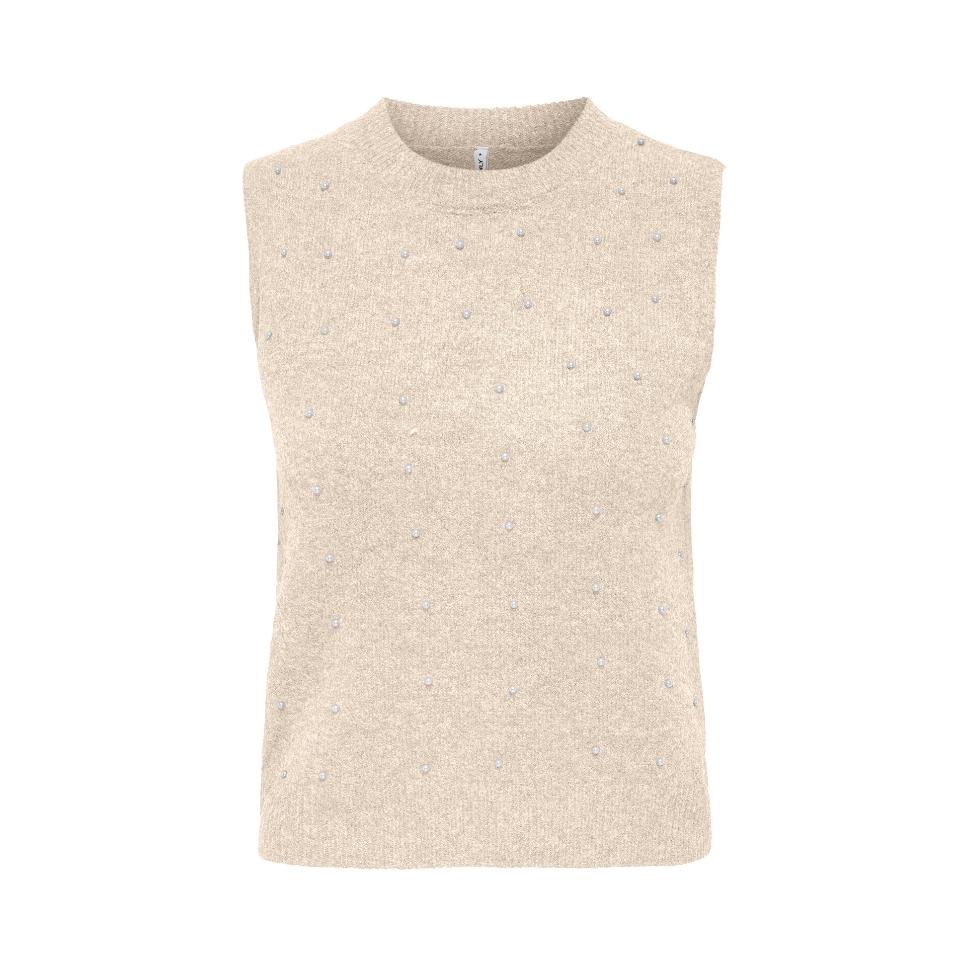 Only Renata Life SL O-Neck Pearl Vest Knit Whitecap Gray  - 15353076WG