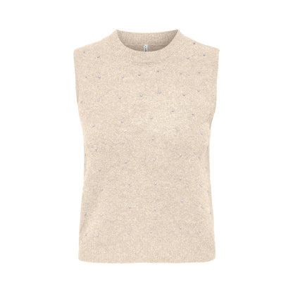 Only Renata Life SL O-Neck Pearl Vest Knit Whitecap Gray  - 15353076WG