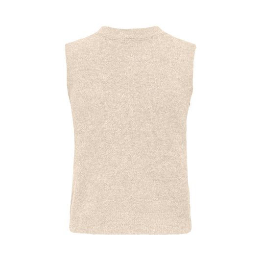 Only Renata Life SL O-Neck Pearl Vest Knit Whitecap Gray  - 15353076WG