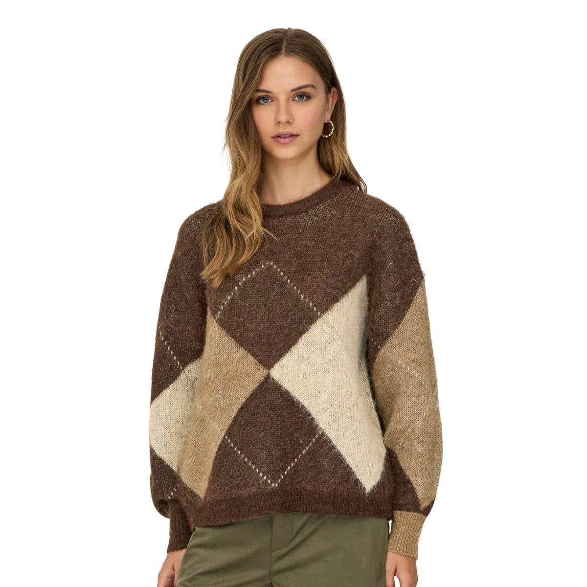 Only Noeme Life LS Jacquard O-Neck Noos Knit Chestnut  - 15353226C