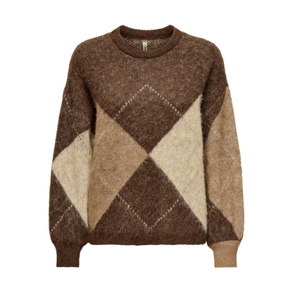 Only Noeme Life LS Jacquard O-Neck Noos Knit Chestnut  - 15353226C