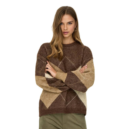 Only Noeme Life LS Jacquard O-Neck Noos Knit Chestnut  - 15353226C