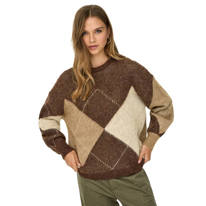 Only Noeme Life LS Jacquard O-Neck Noos Knit Chestnut  - 15353226C