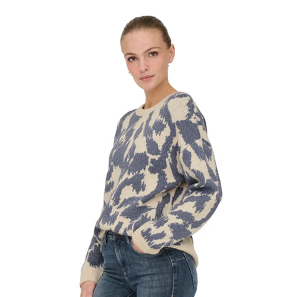 Only Gigi LS Glitter O-Neck Knit Birch/Vintage Indigo  - 15353238BVI