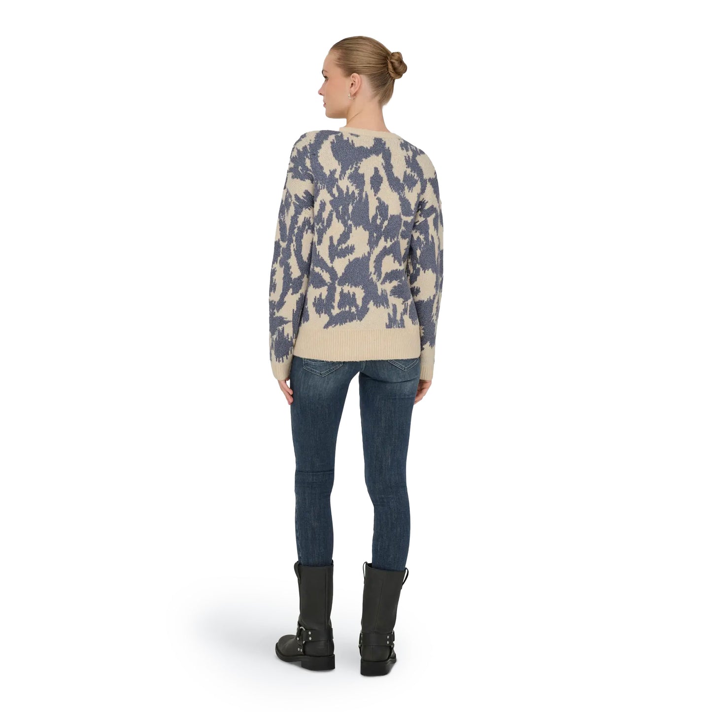 Only Gigi LS Glitter O-Neck Knit Birch/Vintage Indigo  - 15353238BVI