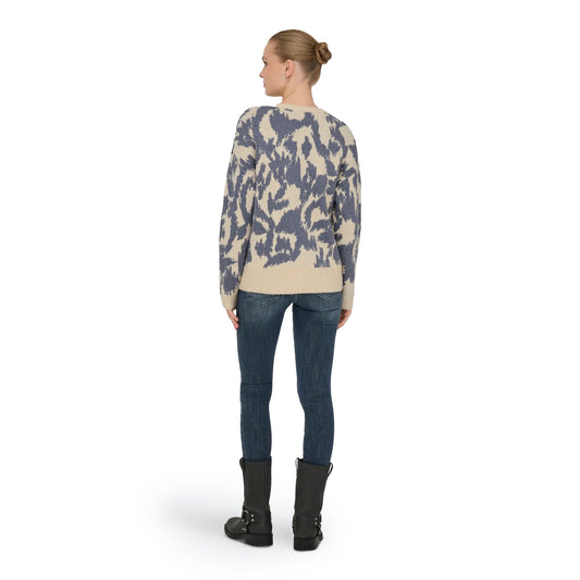 Only Gigi LS Glitter O-Neck Knit Birch/Vintage Indigo  - 15353238BVI