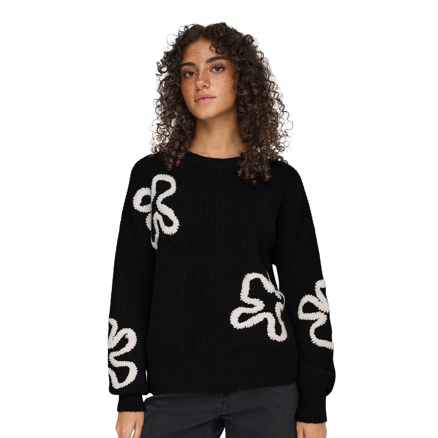 Only Daisy Life LS Stitch O-Neck Knit Black  - 15353299B