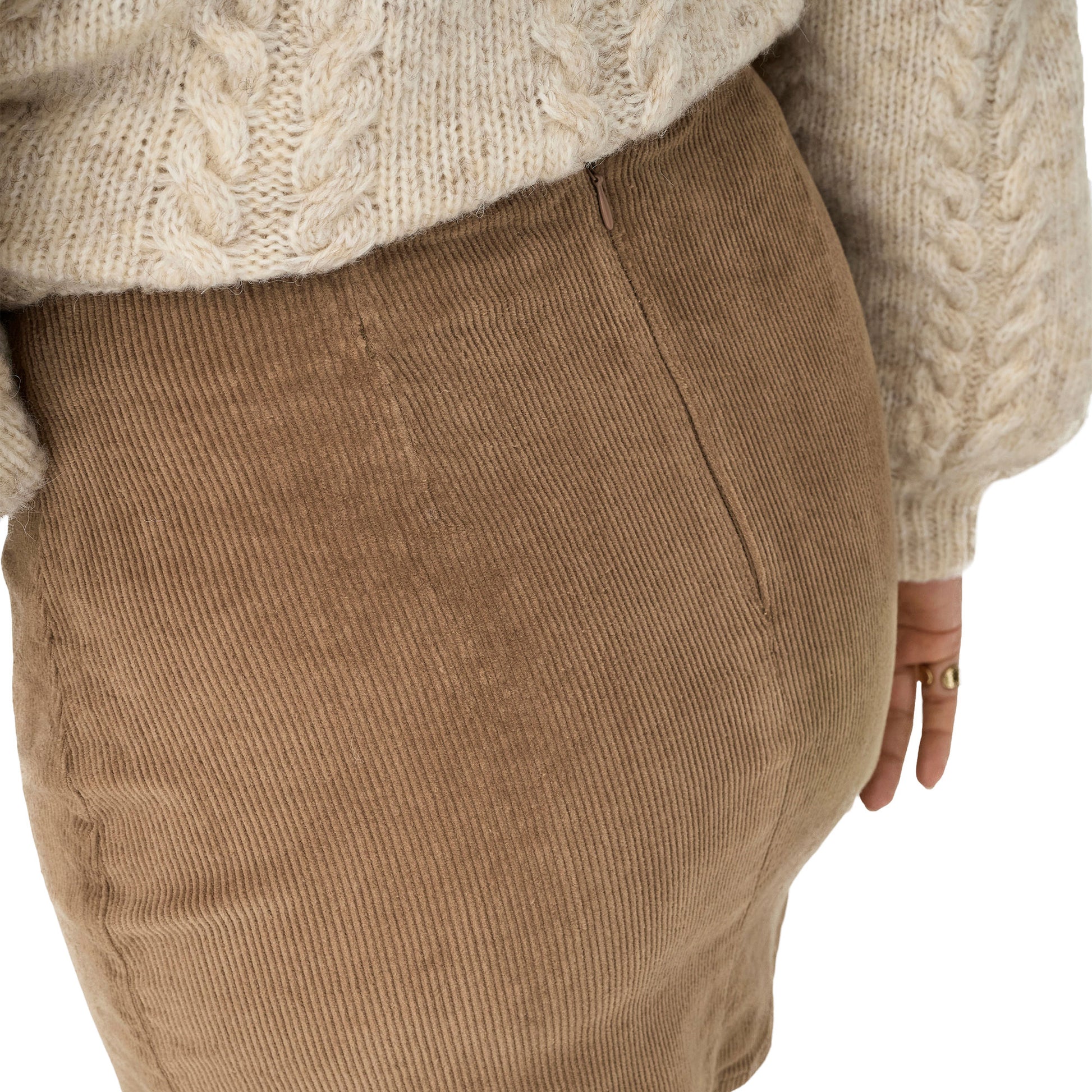 Only Leni-Global Short Cord Slit Skirt Cocoa Créme  - 15353633CC