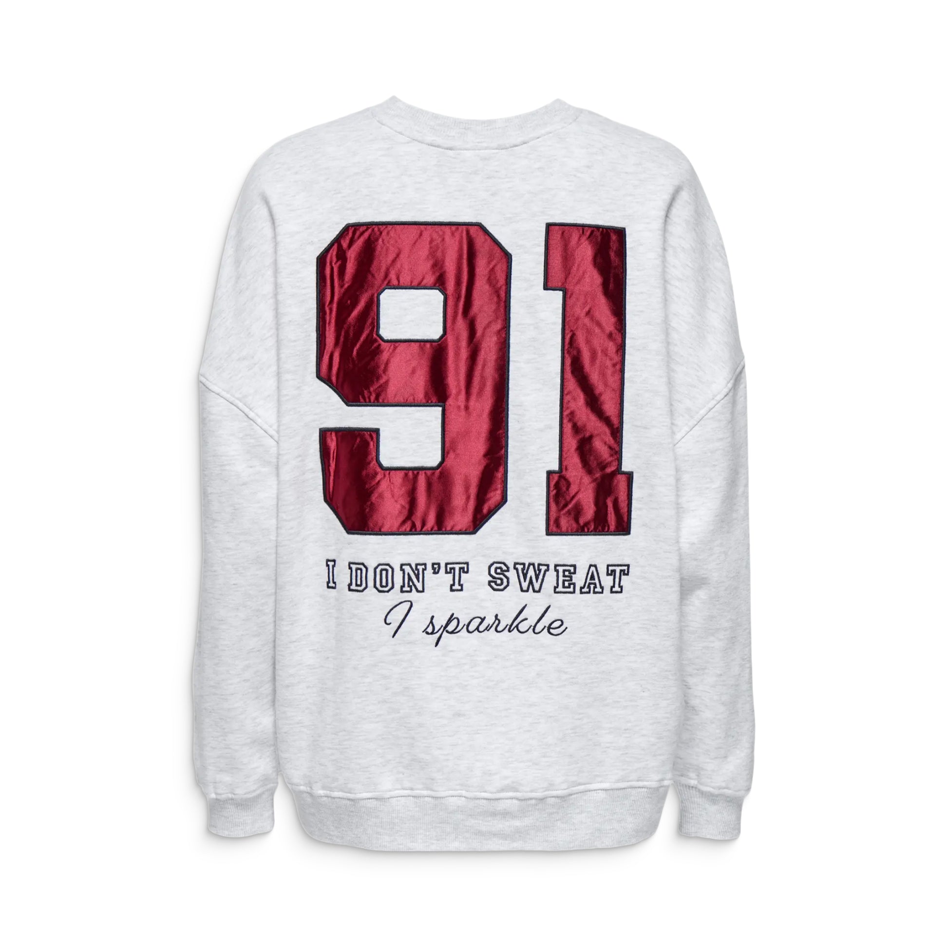 Only Rillo L/S Satin Print O-Neck Sweat Light Grey Melange  - 15356047LGM