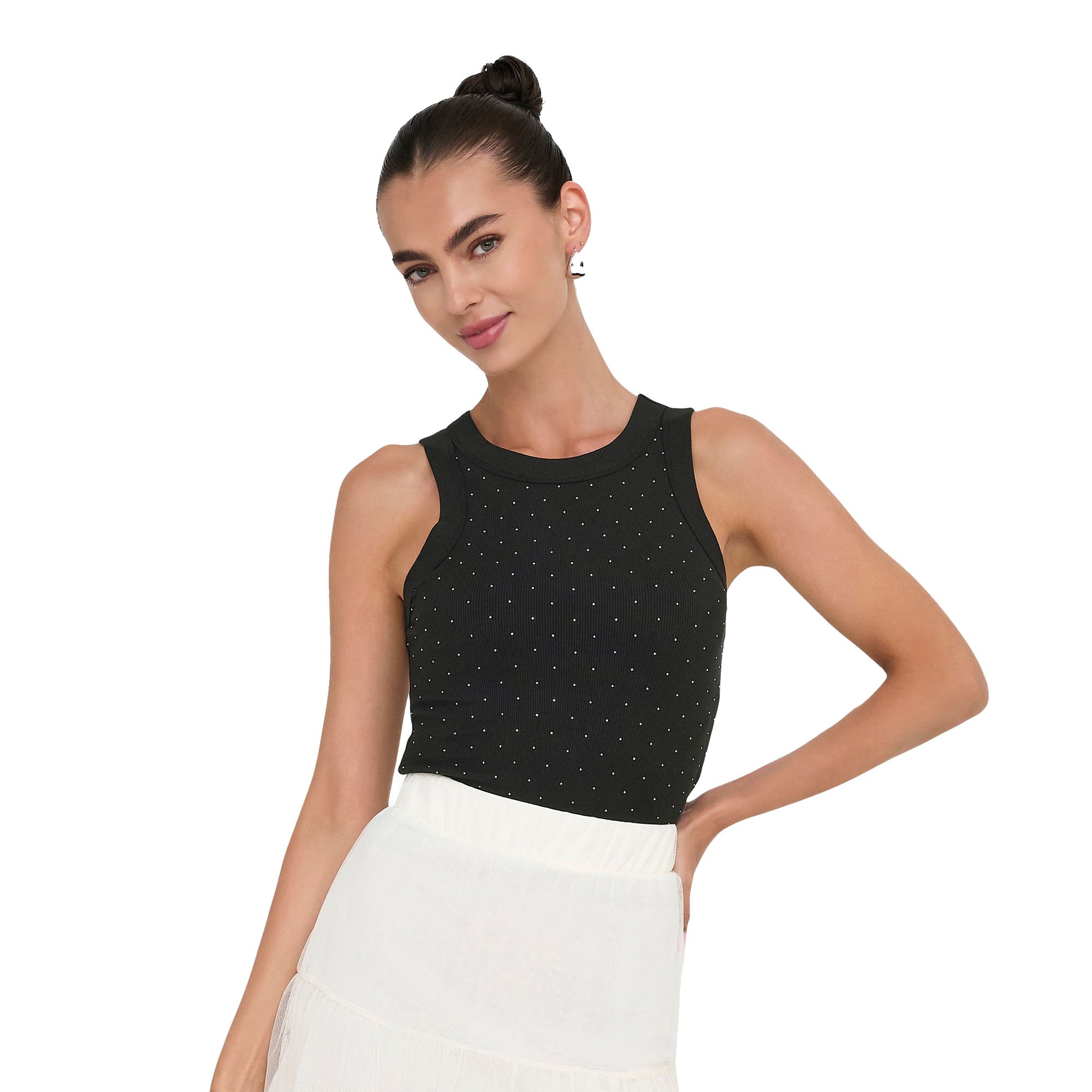 Only Arnhem S/L Rhinestone Top Black  - 15356205B