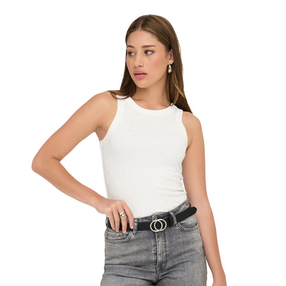 Only Arnhem S/L Rhinestone Top Cloud Dancer  - 15356205CD