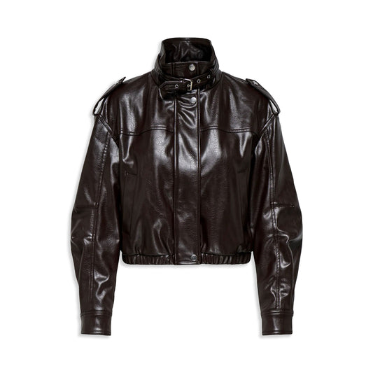 Only Sana Faux Leather Jacket Black Coffee  - 15356643BC