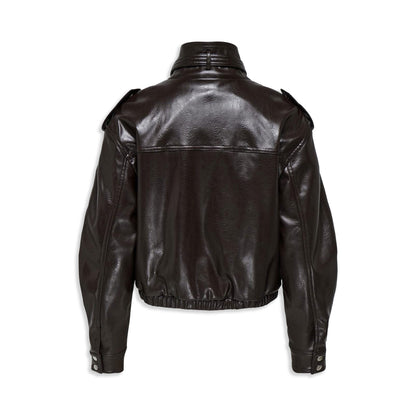 Only Sana Faux Leather Jacket Black Coffee  - 15356643BC