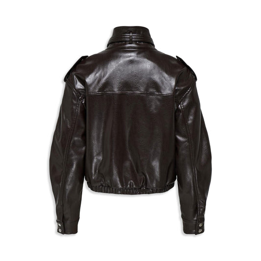 Only Sana Faux Leather Jacket Black Coffee  - 15356643BC