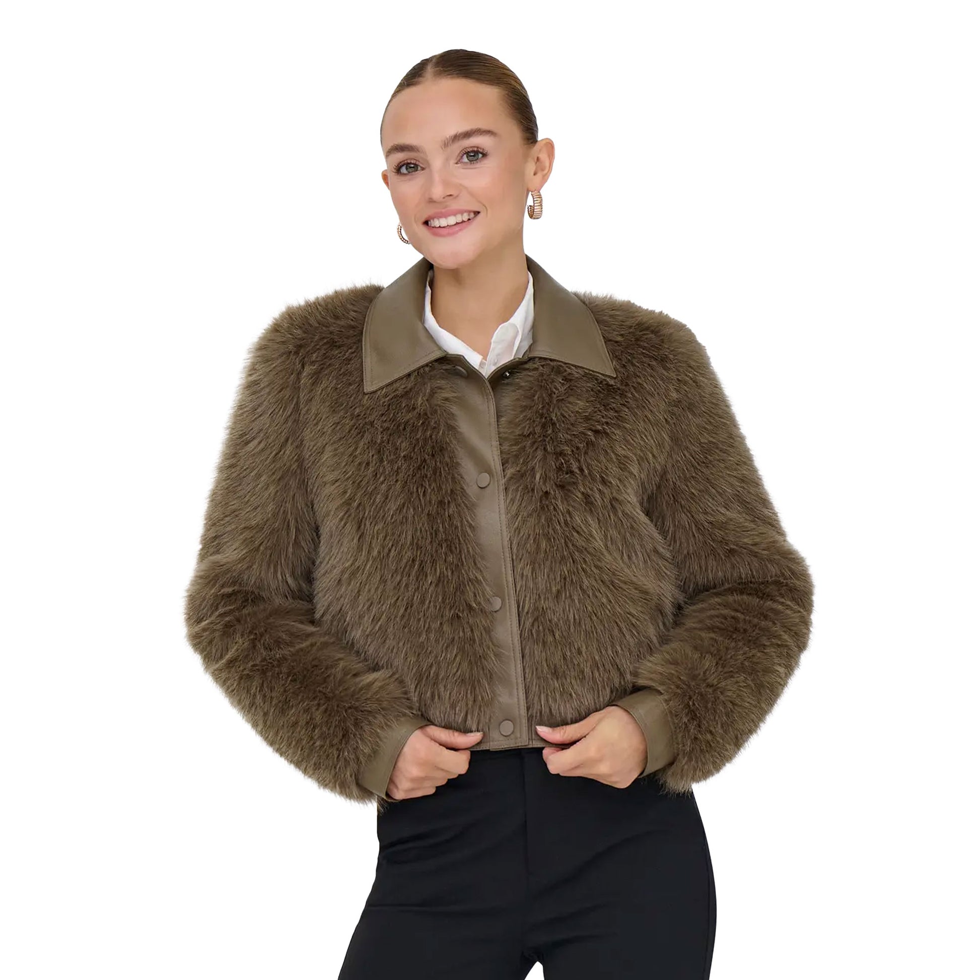 Only Yumi Life Faux Fur Jacket Mountain Trail  - 15356776MT