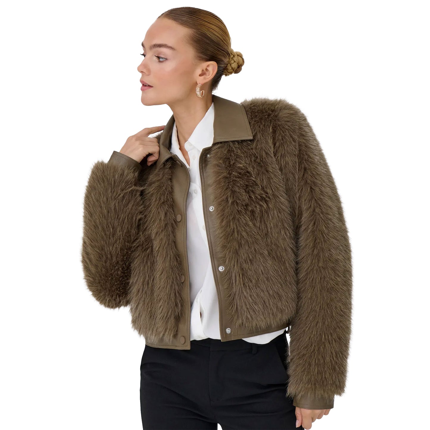 Only Yumi Life Faux Fur Jacket Mountain Trail  - 15356776MT