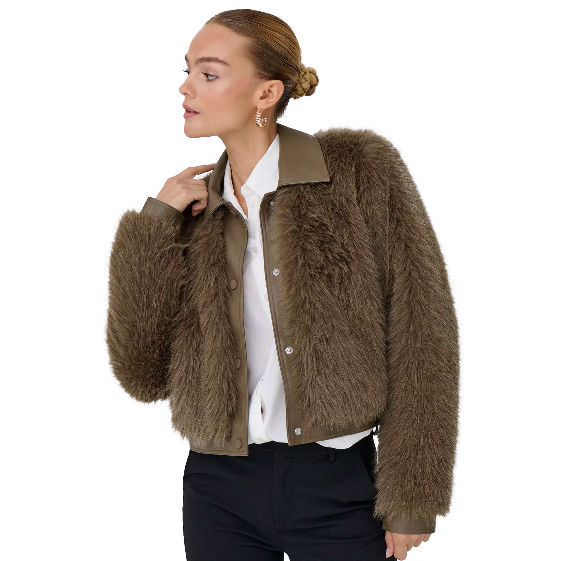 Only Yumi Life Faux Fur Jacket Mountain Trail  - 15356776MT