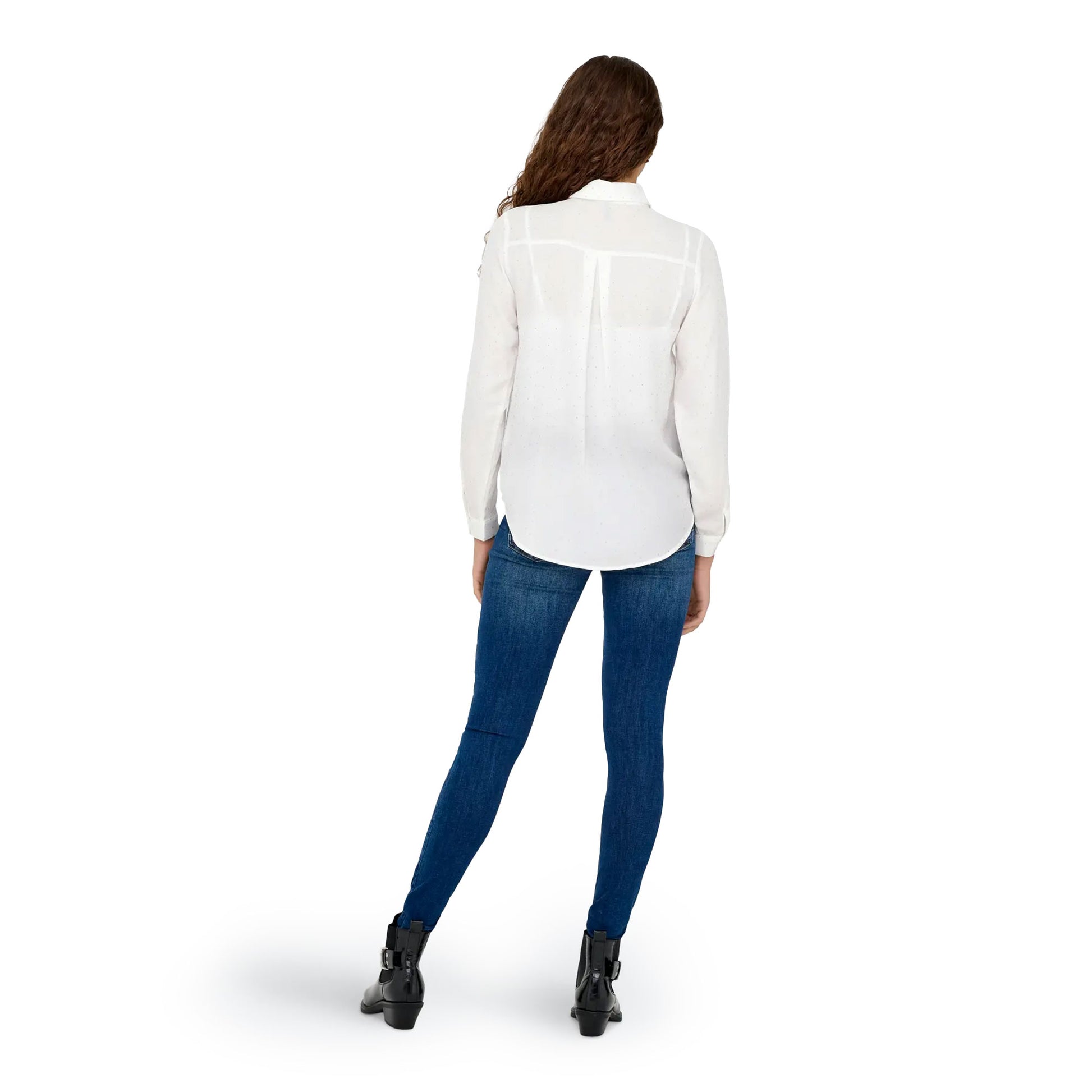 Only Zeke L/S Stud Shirt Wvn Cloud Dancer  - 15357355CD