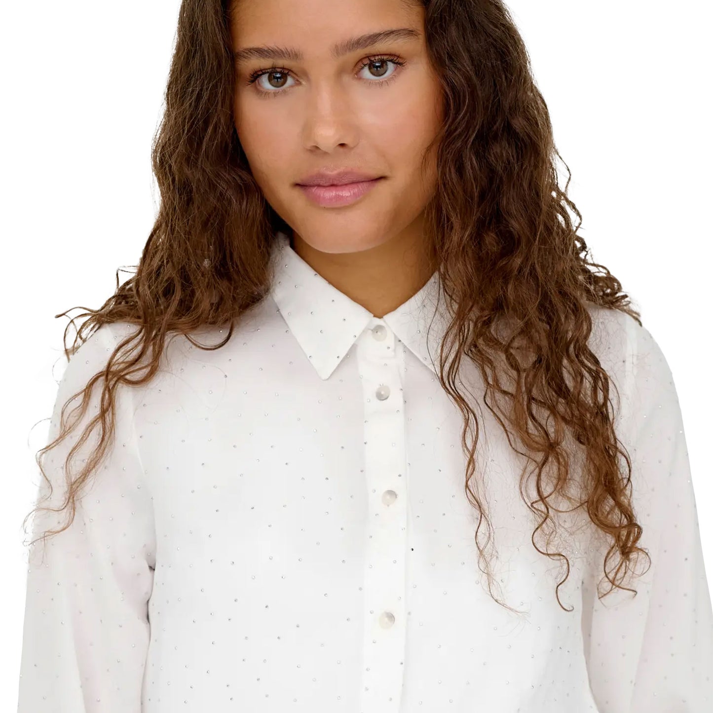 Only Zeke L/S Stud Shirt Wvn Cloud Dancer  - 15357355CD