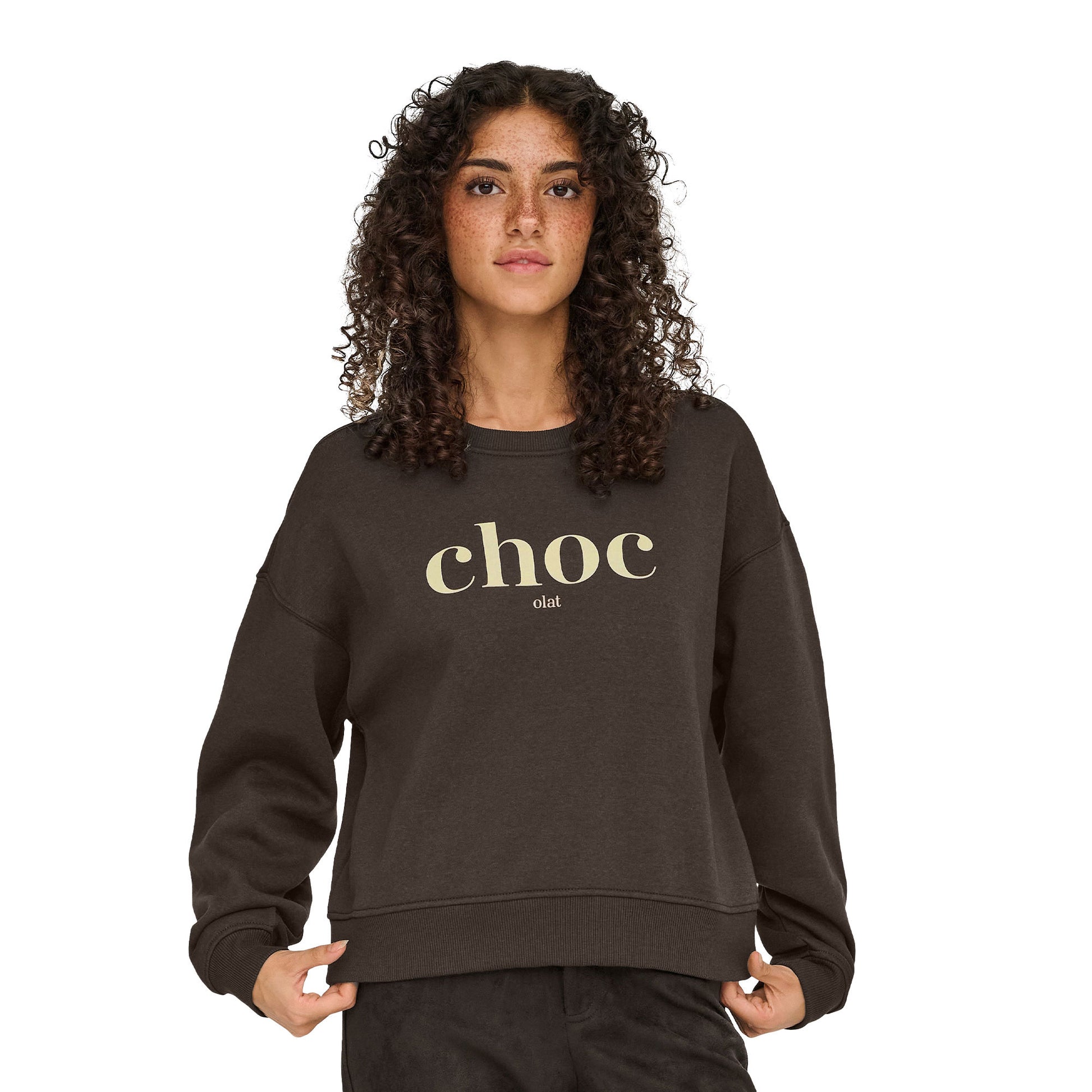 Only Best L/S Print Crew Neck Sweat Chocolate Torte  - 15357681CT