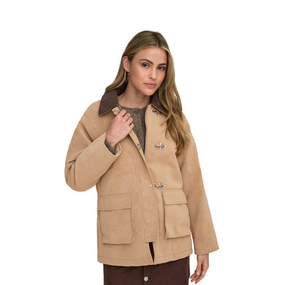 Only Aggie Faux Suede Contrast Jacket Tannin  - 15358230T