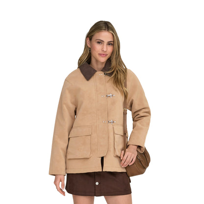 Only Aggie Faux Suede Contrast Jacket Tannin  - 15358230T