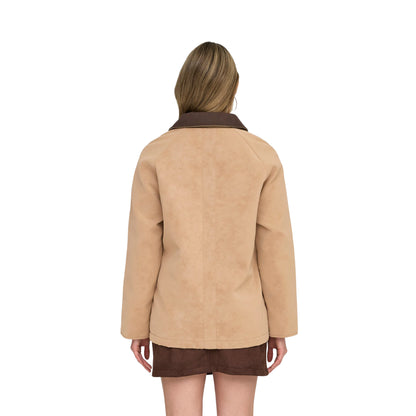 Only Aggie Faux Suede Contrast Jacket Tannin  - 15358230T