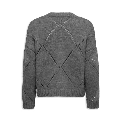 Only Kansas Life LS Sequins O-Neck Knit Medium Grey  - 15358402MG