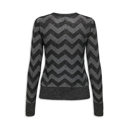 Only Jillo LS Zigzag O-Neck Glitter Knit Black  - 15358443B