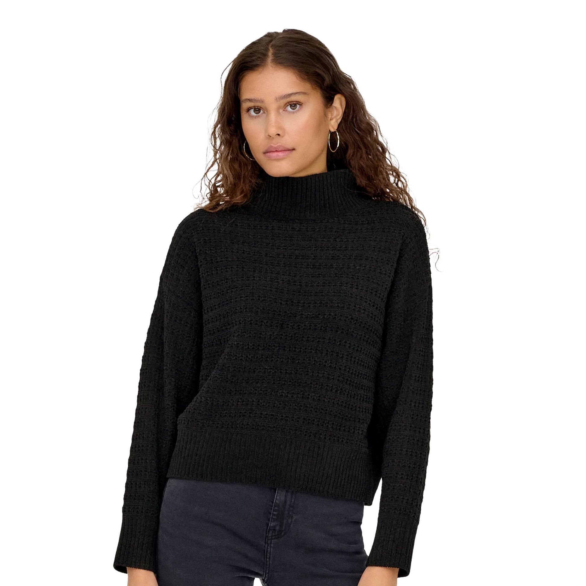 Only Globe LS Highneck BF Knit Black  - 15358582B