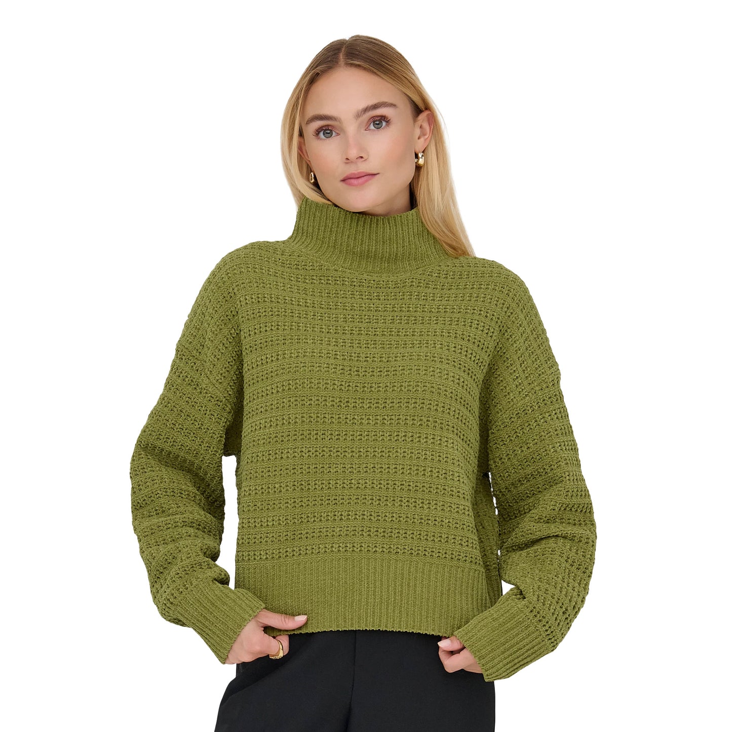 Only Globe LS Highneck BF Knit Peat Moss  - 15358582PM