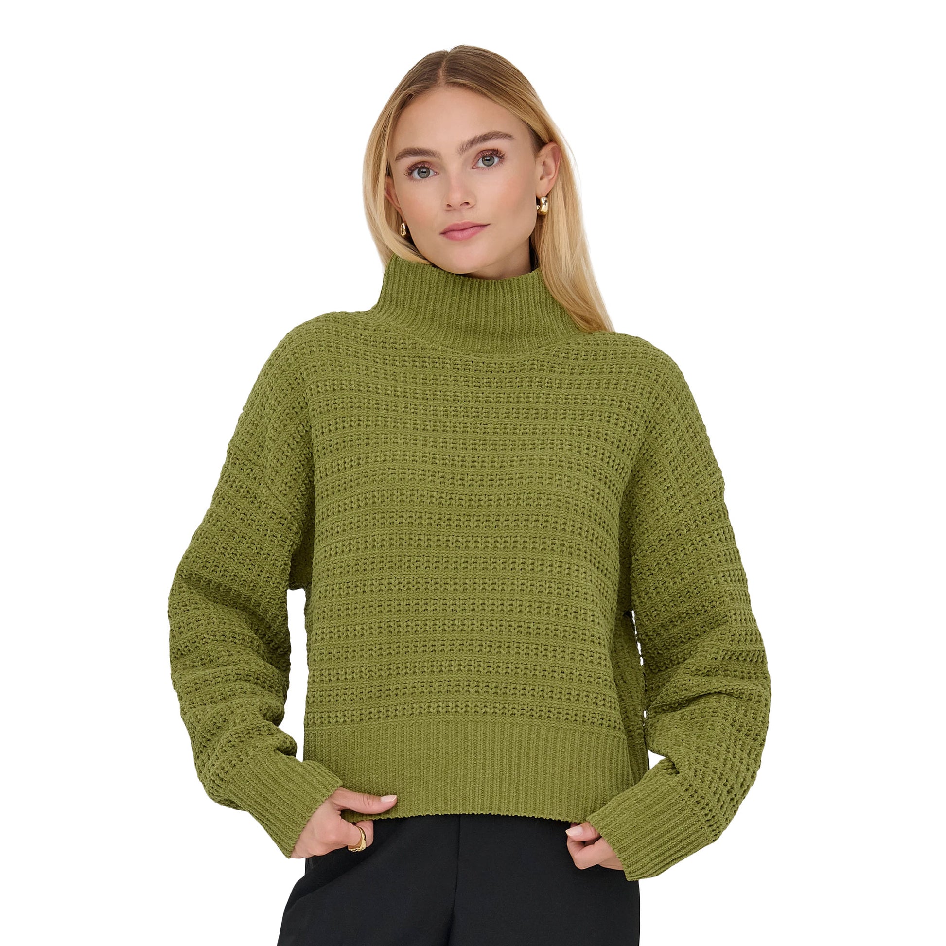 Only Globe LS Highneck BF Knit Peat Moss  - 15358582PM
