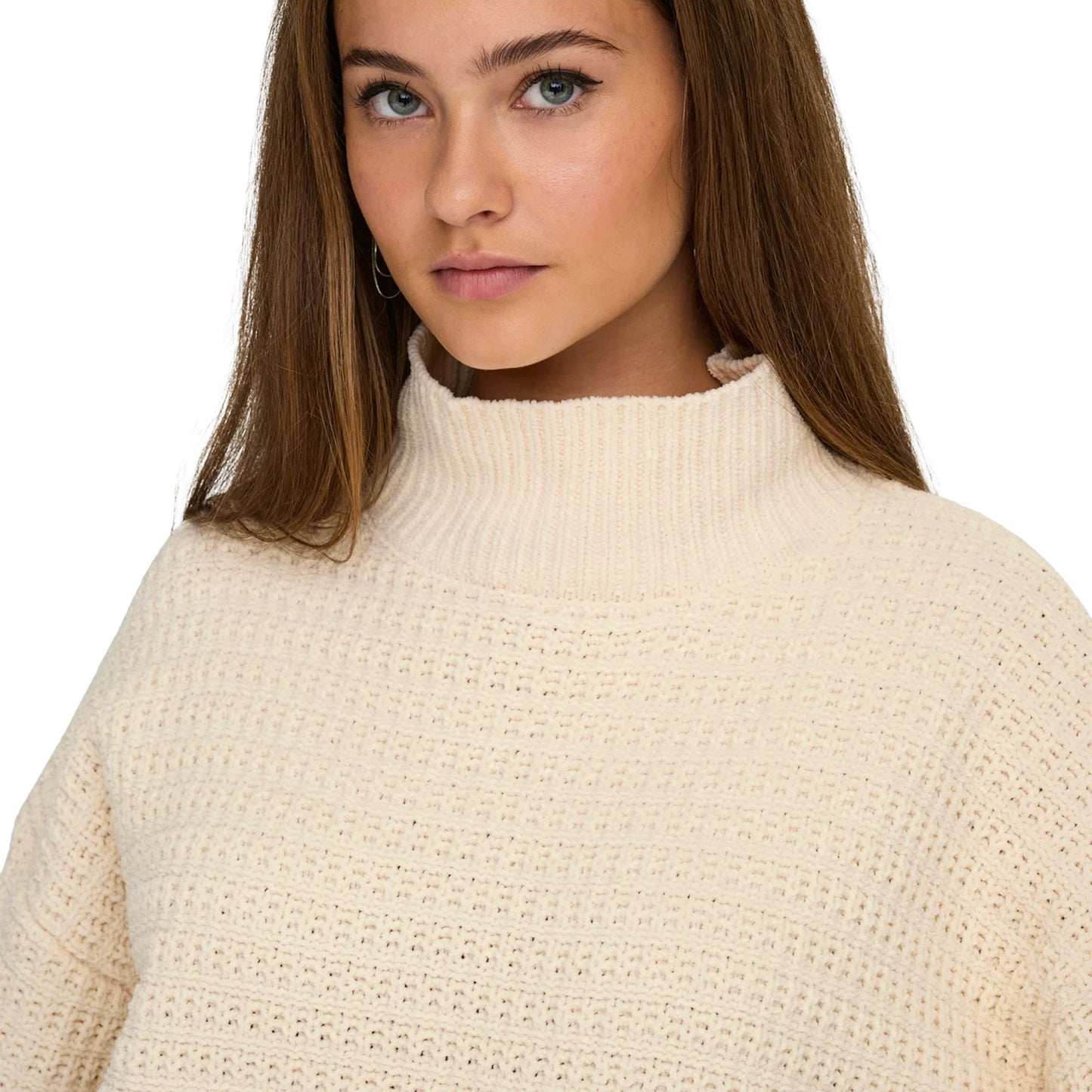 Only Globe LS Highneck BF Knit Whitecap Gray  - 15358582WG