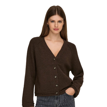 Only Hazel Life LS Cardigan BF Knit Chocolate Martini  - 15358596CM