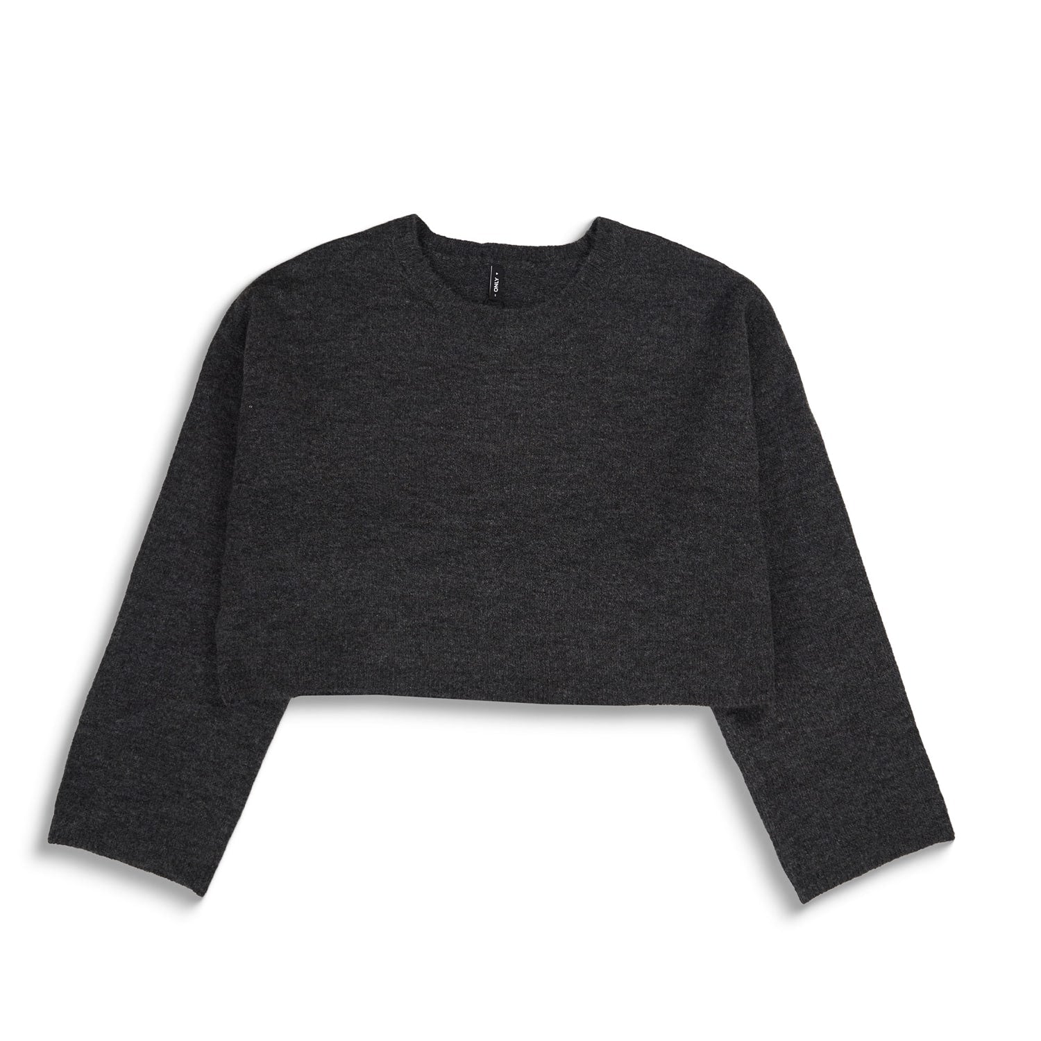 Only Talio LS Short O-Neck BF Knit Dark Grey Melange  - 15358603DGM