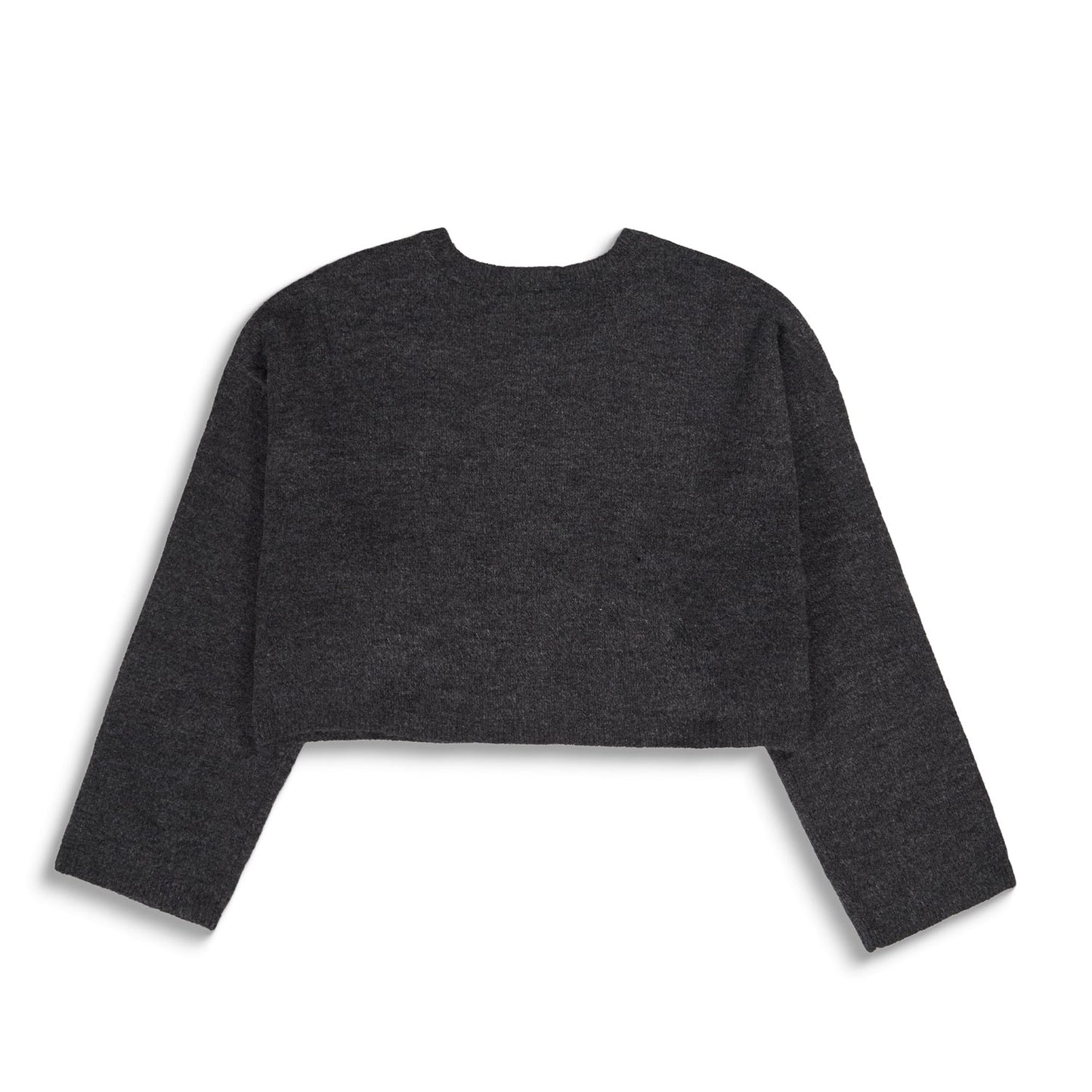 Only Talio LS Short O-Neck BF Knit Dark Grey Melange  - 15358603DGM