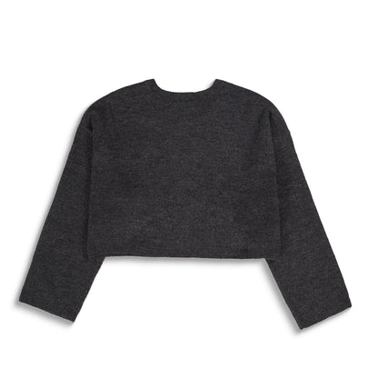 Only Talio LS Short O-Neck BF Knit Dark Grey Melange  - 15358603DGM