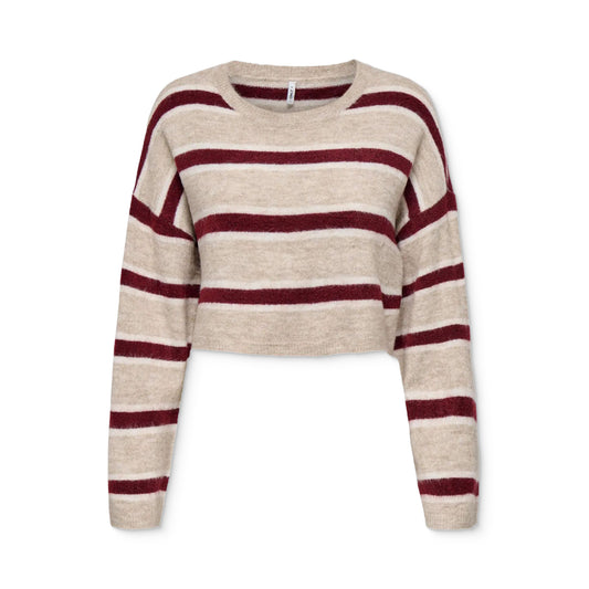 Only Talio LS Short O-Neck BF Knit Humus  - 15358603H