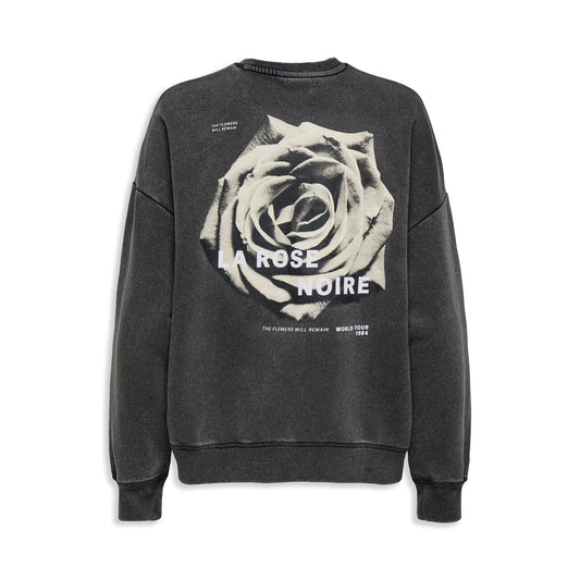 Only Sinna L/S O-Neck Print Box Sweat Black  - 15360259B