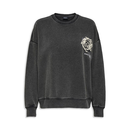 Only Sinna L/S O-Neck Print Box Sweat Black  - 15360259B