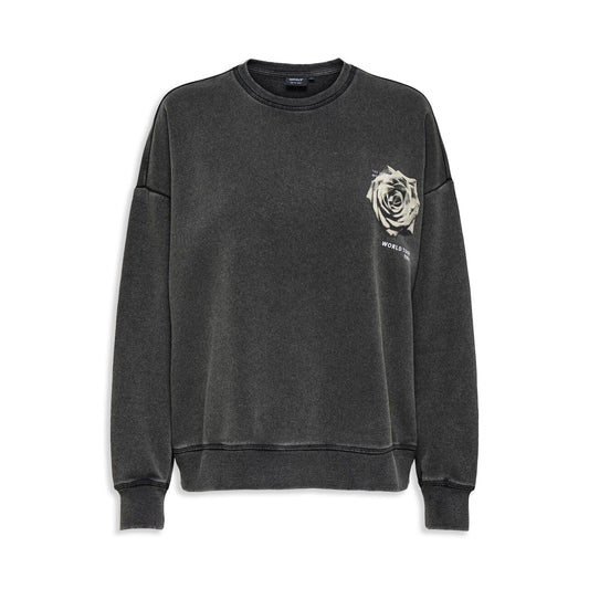 Only Sinna L/S O-Neck Print Box Sweat Black  - 15360259B
