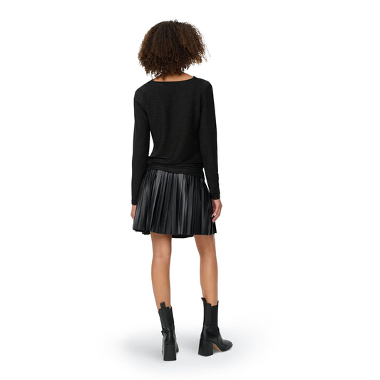 Only Rich L/S Glitter Waterfall Top Black/Black Glitter  - 15360265BBG