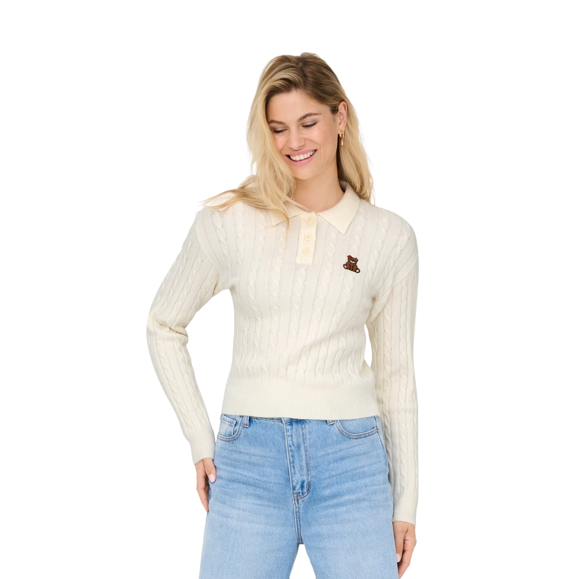 Only Katia LS Cable Polo CC Knit Babys Breath  - 15360562BB