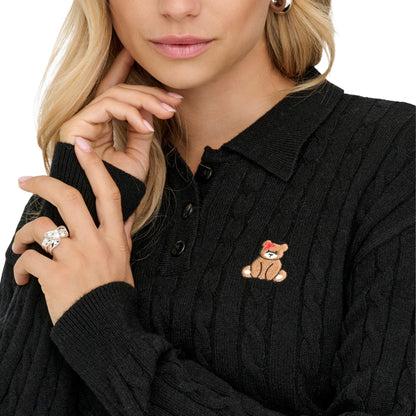 Only Katia LS Cable Polo CC Knit Black