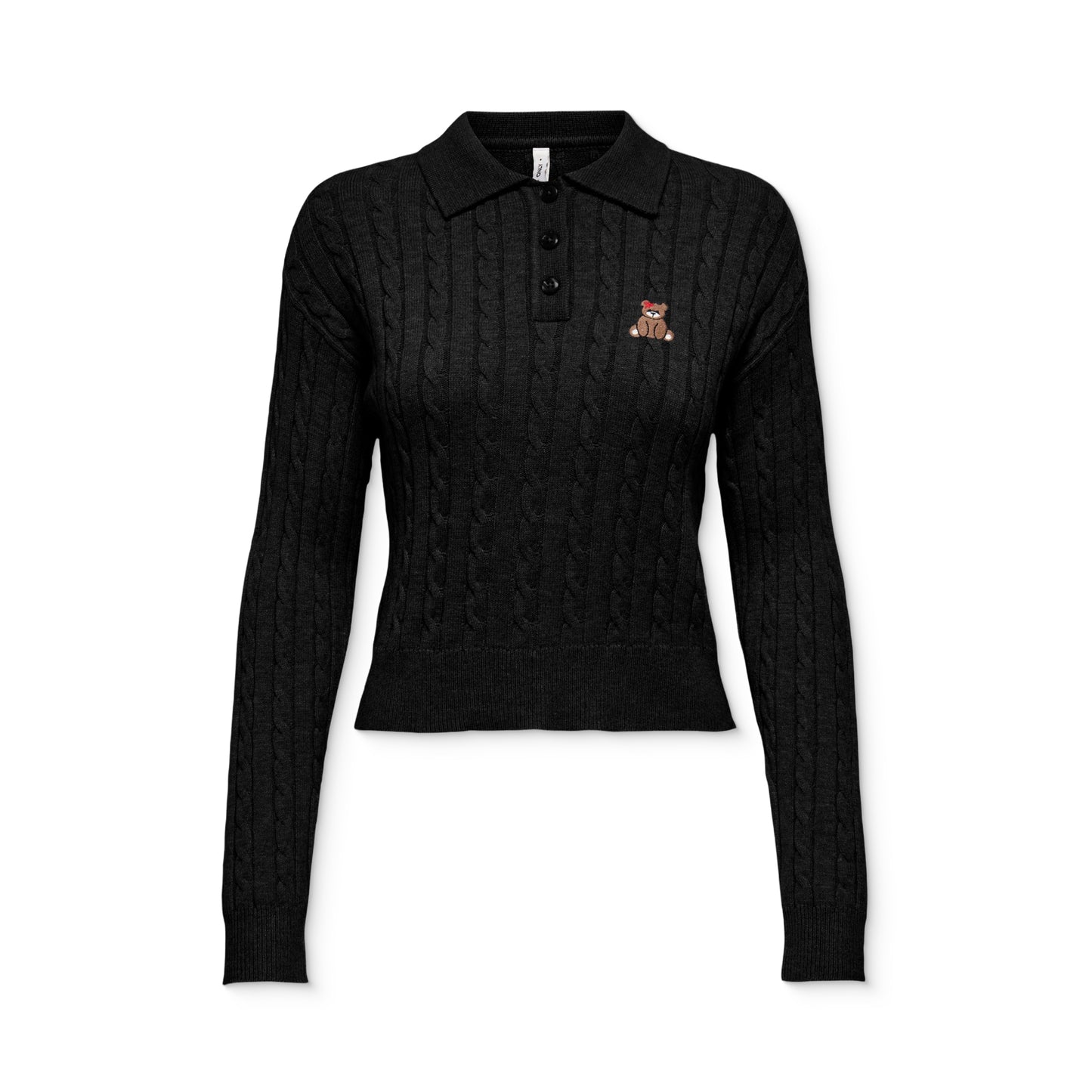 Only Katia LS Cable Polo CC Knit Black